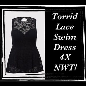 NWT Torrid Black Lace Underwire Swim Dress 4X 😎